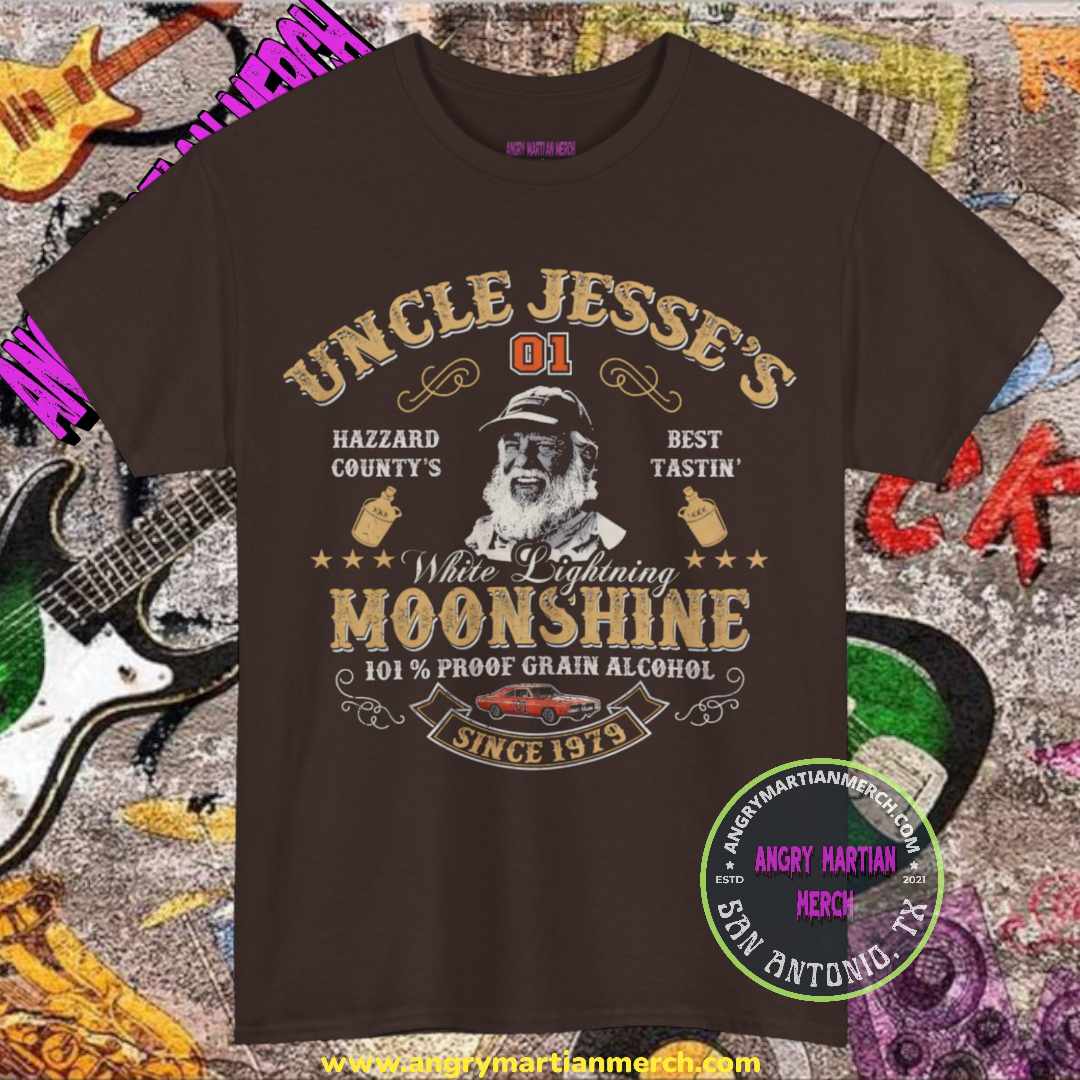Uncle Jesse's 01 Moonshine Dukes of Hazard General Lee Retro 80's T-shirt